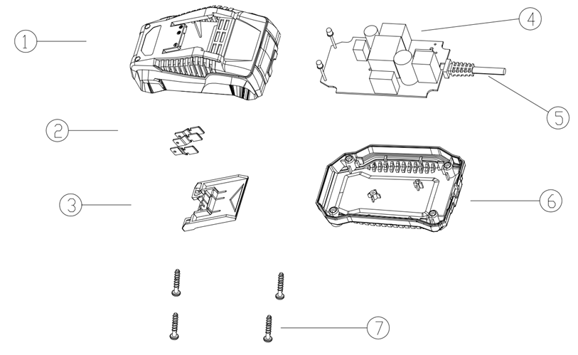 ЗУБР С1-18, 14.4-18 В, 2.4 А, зарядное устройство для Li-Ion АКБ (БЗУ-18 С1) - разборная схема